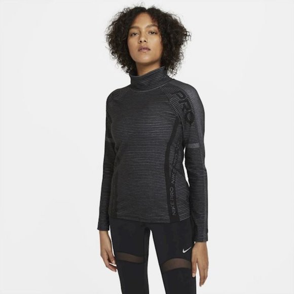 Nike Pro Hyperwarm Long Sleeve Black Top size M - Picture 1 of 3